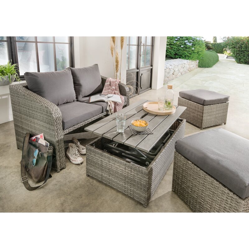 Garten Living 4Sitzer Lounge Set Cargile aus Polyrattan